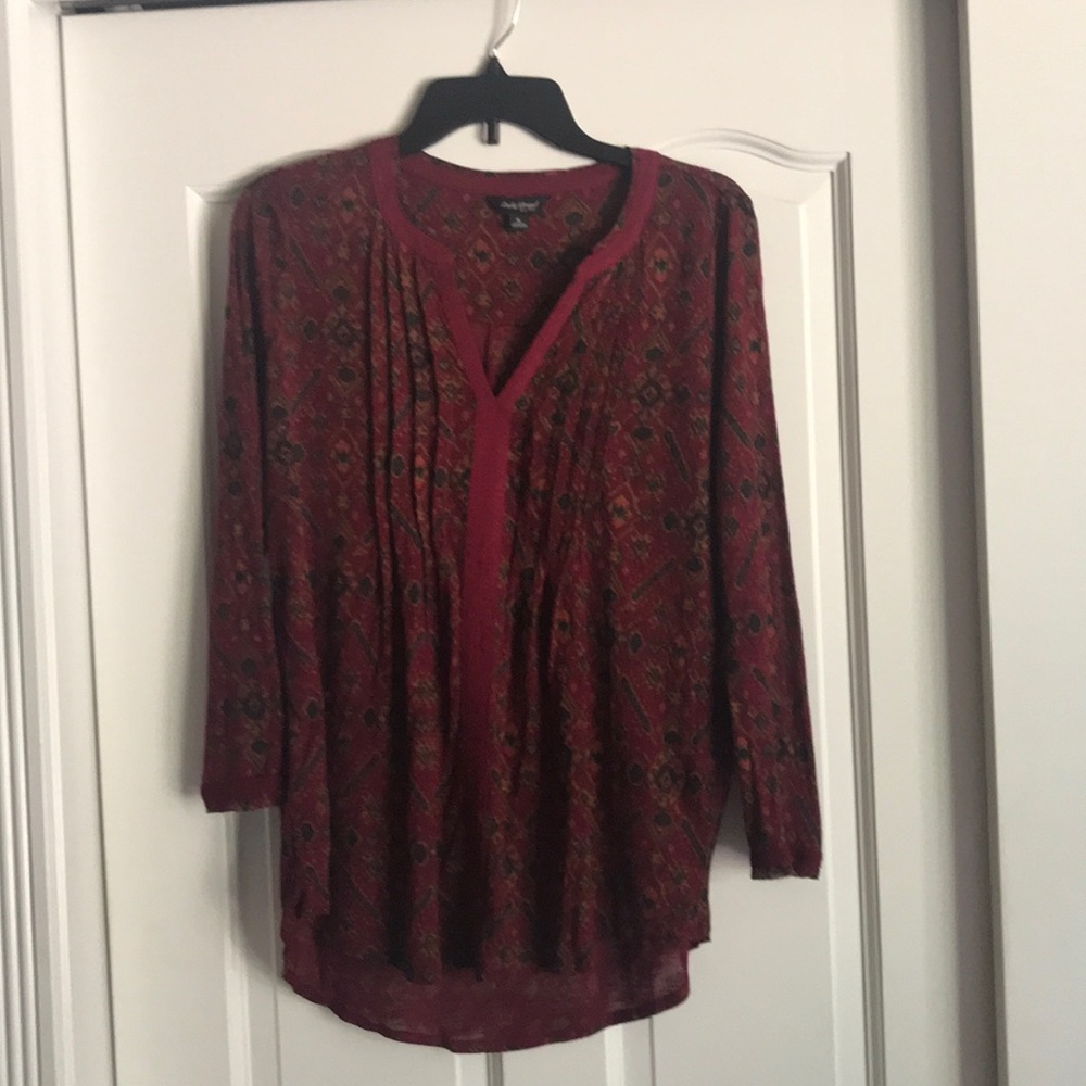 Lucky Brand Burgundy Patterned Tunic